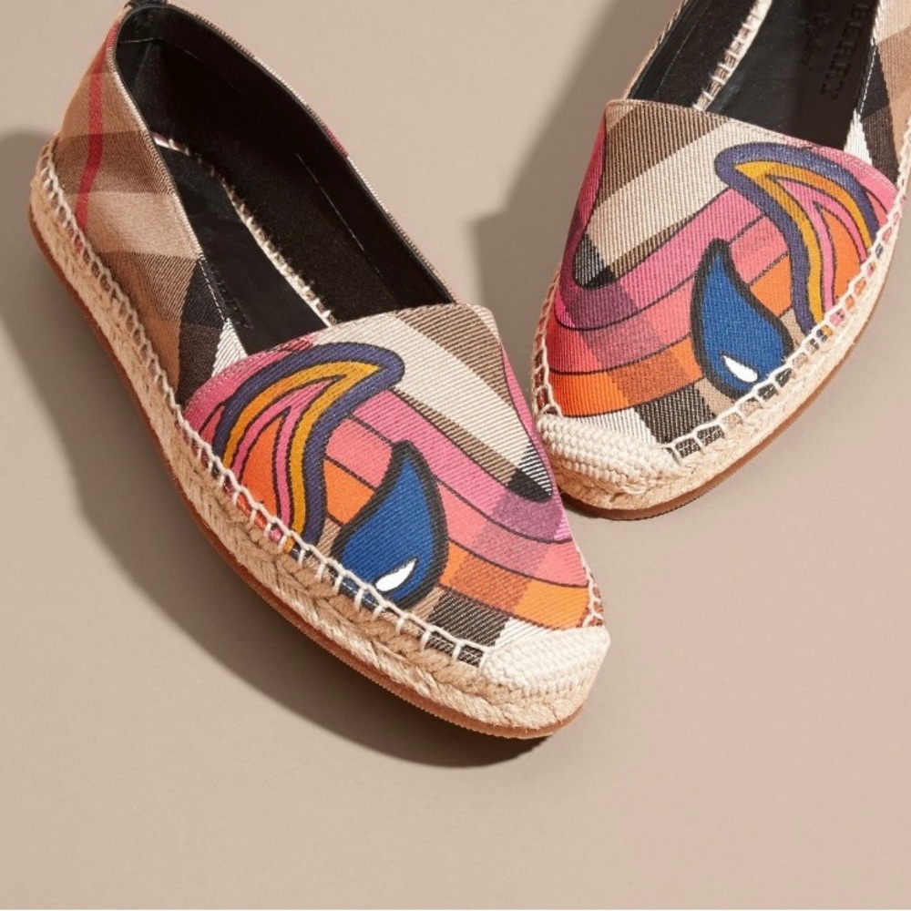 Canvas check rainbow print espadrille Burberry